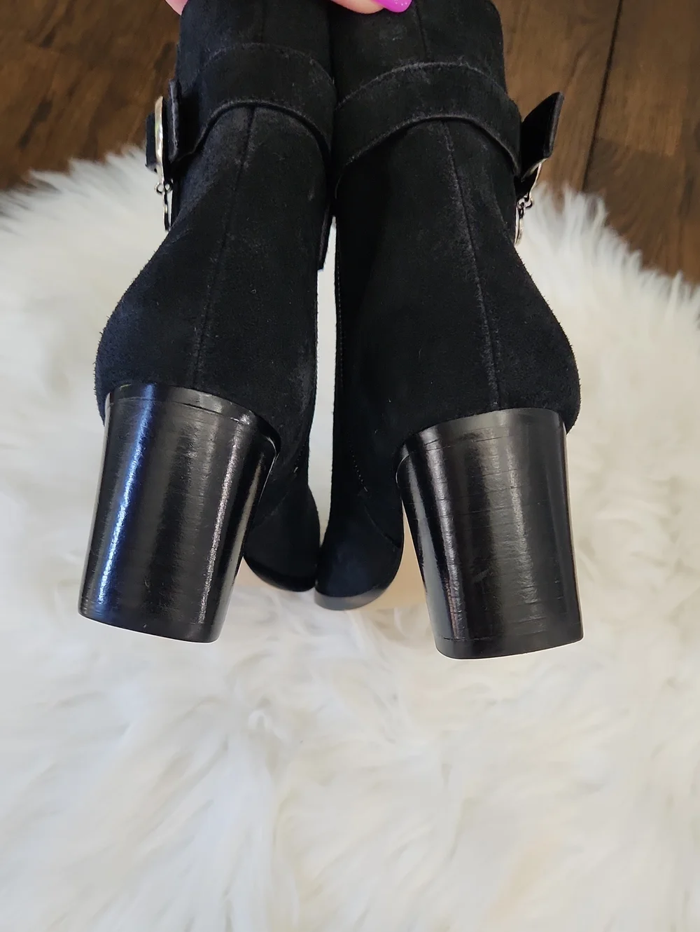Kate Spade NY Blaire Suede Block Heel Ankle Boots Sz.6 B Black